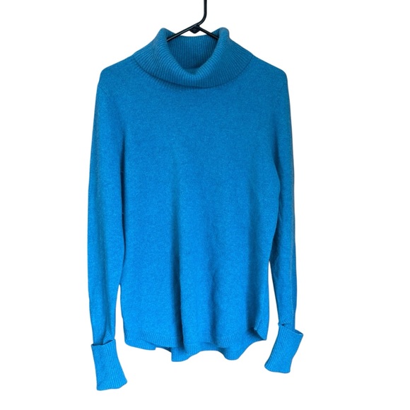 Max Studio 100% Cashmere Blue Turtleneck Sweater XL - Picture 1 of 5